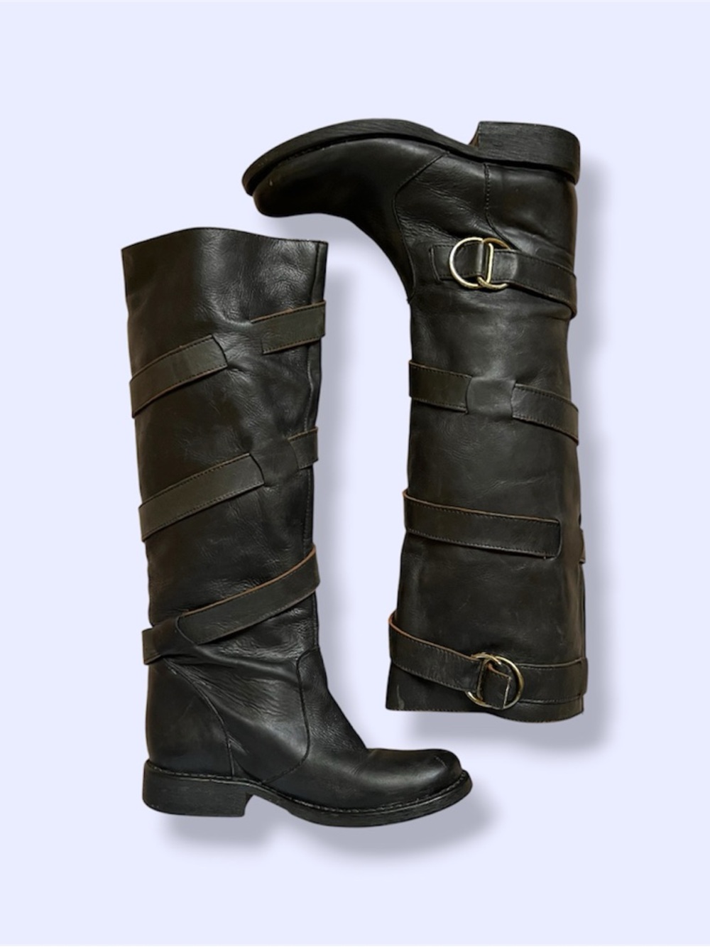 Steve Madden black Hannah Moto tall leather boots I Women’s size 6